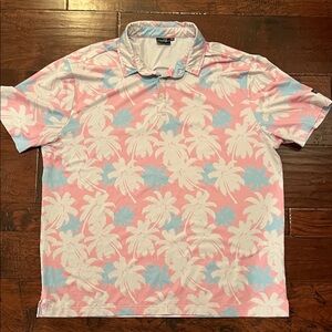Tropical Palm Print Polo Shirt